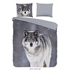 Good morning Dekbedovertrek Wolfie flanel nr.10078 grijs