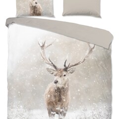 Good morning Dekbedovertrek Snowydeer flanel nr.10077 zand
