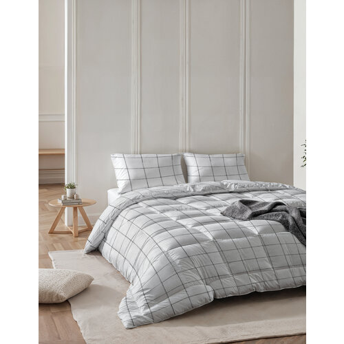 Sleeptime All-in one Lazy dekbed Deep check Wit - Met Kussensloop