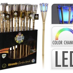 Koopman Tuinfakkel bamboe LED citronella - Led verlichting - 1 stuk