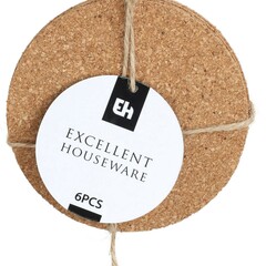 Koopman 12 stuks Onderzetter Kurk - Rond