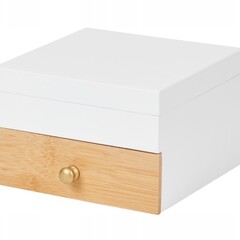 Huis en Bed WITTE BAMBOE KIST MET LADES NATUURLIJK BAMBOE 15x15x9cm