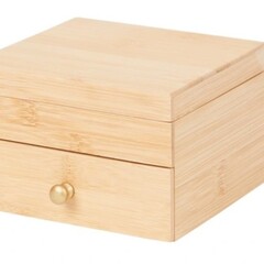 Huis en Bed Naturel Bamboe kist met lades - Natuurlijk Bamboe 15x15x9cm