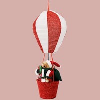 Huis en Bed Kerstfiguur in ballon - beren - rood