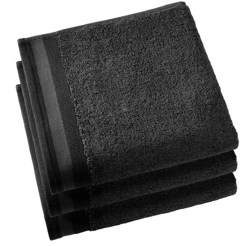 De Witte Lietaer Handdoeken Contessa, Black - 50 x 100 cm - 3 stuks - Katoen