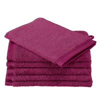 De Witte Lietaer Washandjes Contessa, Aubergine - 16 x 21 cm - 6 stuks - Katoen