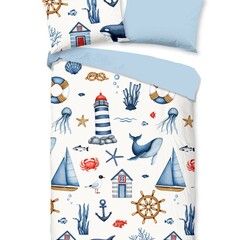 Good morning Dekbedovertrek kids Ahoy - nr.33087 blauw - 100% katoen