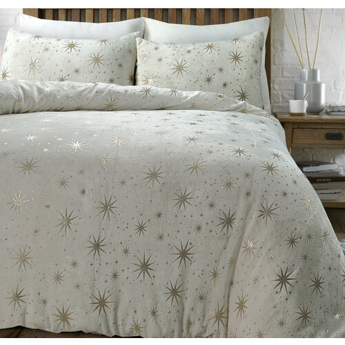 Sleeptime Dekbedovertrek Glamour Flanel Stars Foil Creme