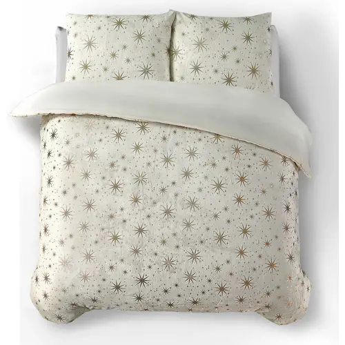 Sleeptime Dekbedovertrek Glamour Flanel Stars Foil Creme