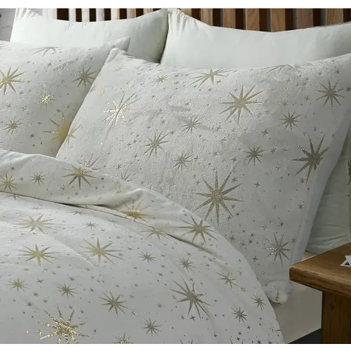 Sleeptime Dekbedovertrek Glamour Flanel Stars Foil Creme