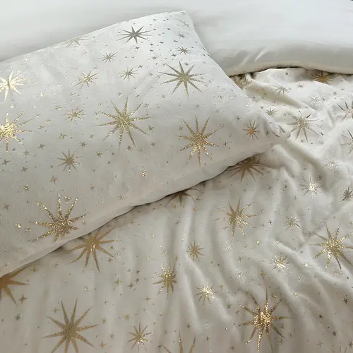 Sleeptime Dekbedovertrek Glamour Flanel Stars Foil Creme