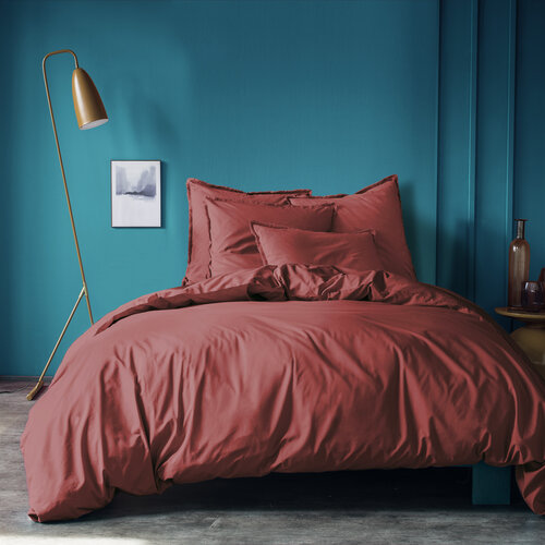 Matt & Rose Matt & Rose Dekbedovertrek Bordeaux rood - 260 x 240 + 2x 65 x 65 cm - Gewassen katoen