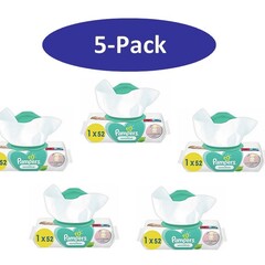 Pampers 5-Pack - Babydoekjes Sensitive 52st