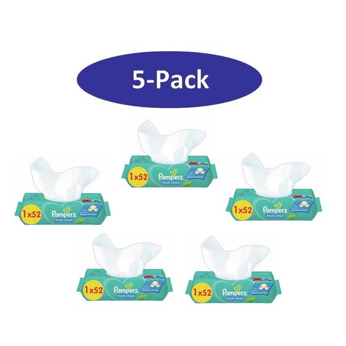 Pampers 5-Pack - Babydoekjes Fresh Clean 52st