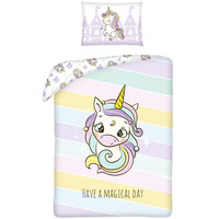 Unicorn BABY Dekbedovertrek, Have a Magical Day - 100 x 135 cm + 60 x 40 cm - Katoen