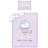 Unicorn BABY Dekbedovertrek, Have a Nice Day - 100 x 135 cm + 60 x 40 cm - Katoen