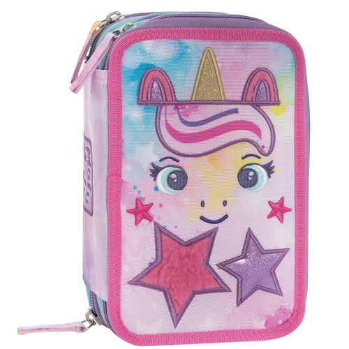 Mofu Mofu Gevuld Etui, Unicorn (3 ritsen) - 20 x 13 x 7 cm - Polyester