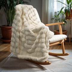 Primaviera DeLuxe Pom Rabbit Fur plaid Beige 150 x 200