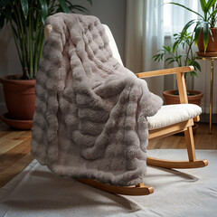 Primaviera DeLuxe Pom Rabbit Fur plaid Taupe/Rose 150 x 200