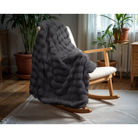Primaviera DeLuxe Pom Rabbit Fur plaid Antraciet 150 x 200
