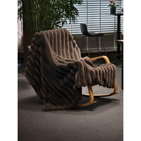 Primaviera DeLuxe Rib Rabbit Fur Plaid Taupe/Grijs 150 x 200