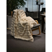 Primaviera DeLuxe Rib Rabbit Fur plaid Zand 150 x 200