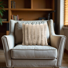 Primaviera DeLuxe Rib Rabbit Fur Sierkussen Zand 50 x 50