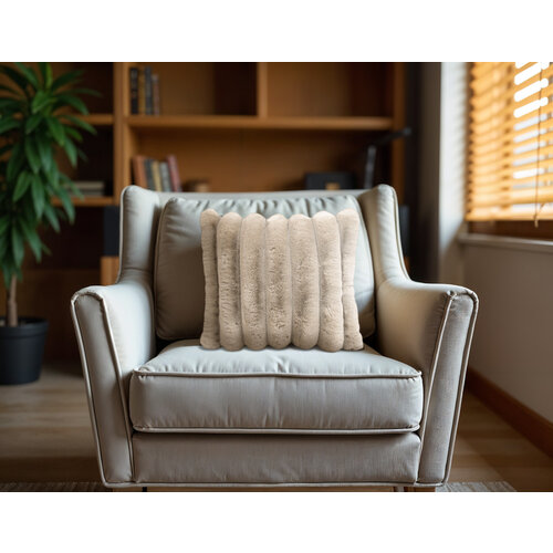 Primaviera DeLuxe Rib Rabbit Fur Sierkussen Zand 50 x 50