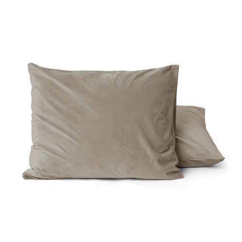 Sleeptime Velvet kussenslopen 2pack Taupe/Grijs 60 x 70