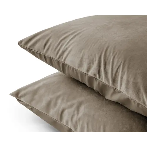 Sleeptime Velvet kussenslopen 2pack Taupe/Grijs 60 x 70