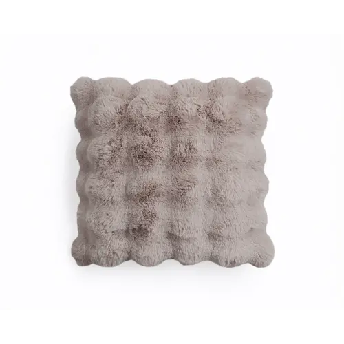 Primaviera DeLuxe Pom Rabbit Fur sierkussen Taupe/Rose 50 x 50