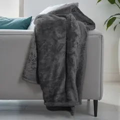 Primaviera DeLuxe Teddy plaid Antraciet 150 x 200