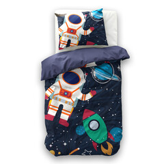 Little Monster Dekbedovertrek Space man 2 Blauw 140 x 200/220