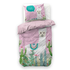 Little Monster Dekbedovertrek Hola lama Roze 140 x 200/220