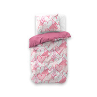 Little Monster Dekbedovertrek Hearts love Roze 140 x 200/220