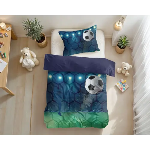 Little Monster Dekbedovertrek Live football Blauw 140 x 200/220