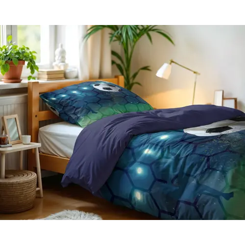 Little Monster Dekbedovertrek Live football Blauw 140 x 200/220