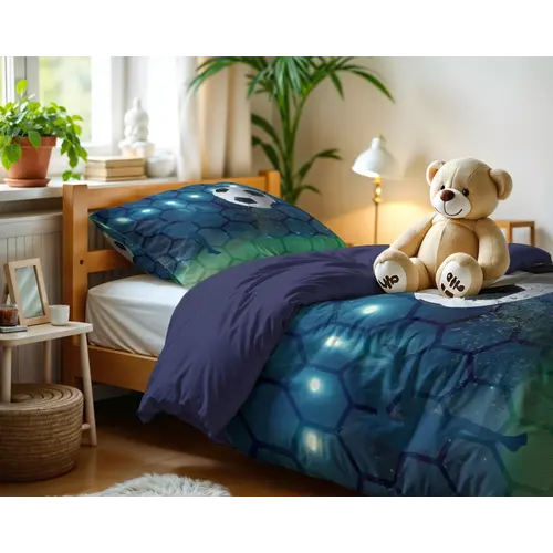 Little Monster Dekbedovertrek Live football Blauw 140 x 200/220