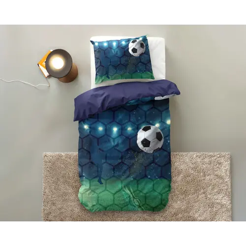 Little Monster Dekbedovertrek Live football Blauw 140 x 200/220