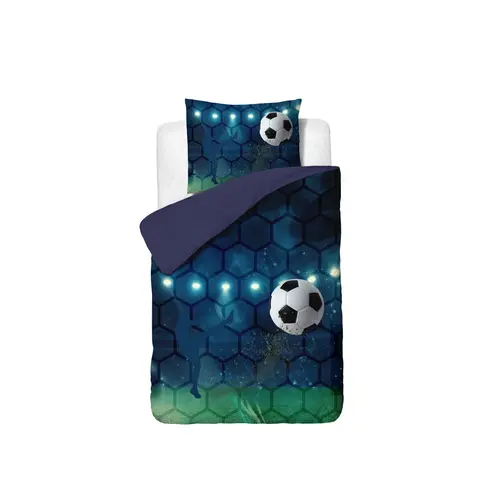 Little Monster Dekbedovertrek Live football Blauw 140 x 200/220