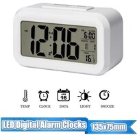 Huis en Bed Wekker quartz elektronisch digitaal met thermometer wit