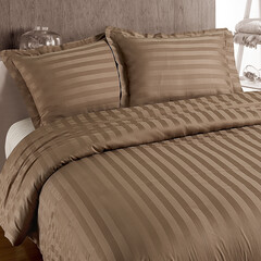 Primaviera DeLuxe Dekbedovertrek Hotel stripe Taupe