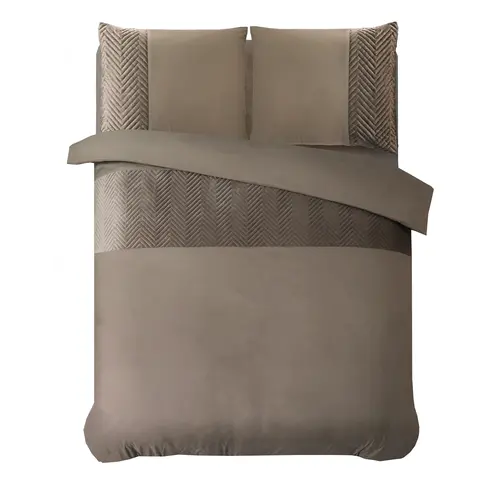 Sleeptime Dekbedovertrek Velvet Crossline Taupe
