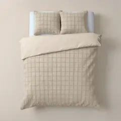 Sleeptime Dekbedovertrek Faux Fur Check Beige