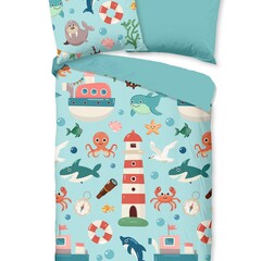 Pure Dekbedovertrek Sailor kids nr.33268 aqua