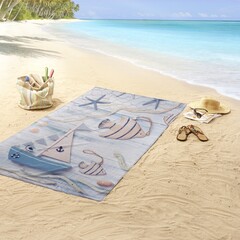 Good morning Strandlaken 100x180 poly velours Good Morning nr.10088 blauw