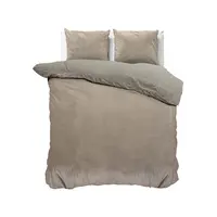 Sleeptime Dekbedovertrek Velvet uni Taupe/Grijs