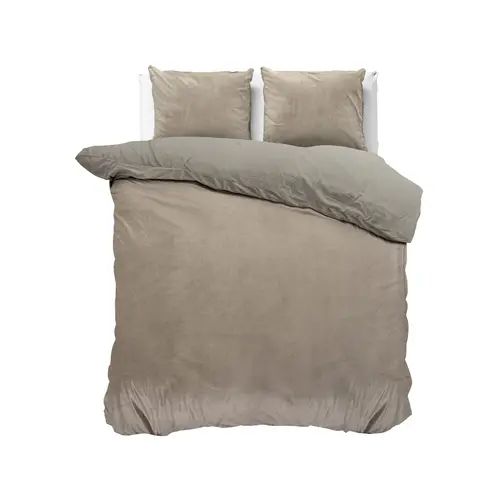 Sleeptime Dekbedovertrek Velvet uni Taupe/Grijs