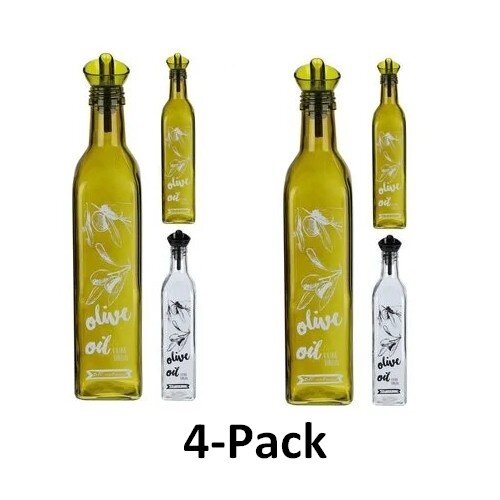 Koopman 4 pack - Glazen fles met dispenser voor azijn/olie 0,5 L