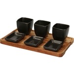 Koopman Serveerplank met 3 hapjes/saus/tapas schaaltjes